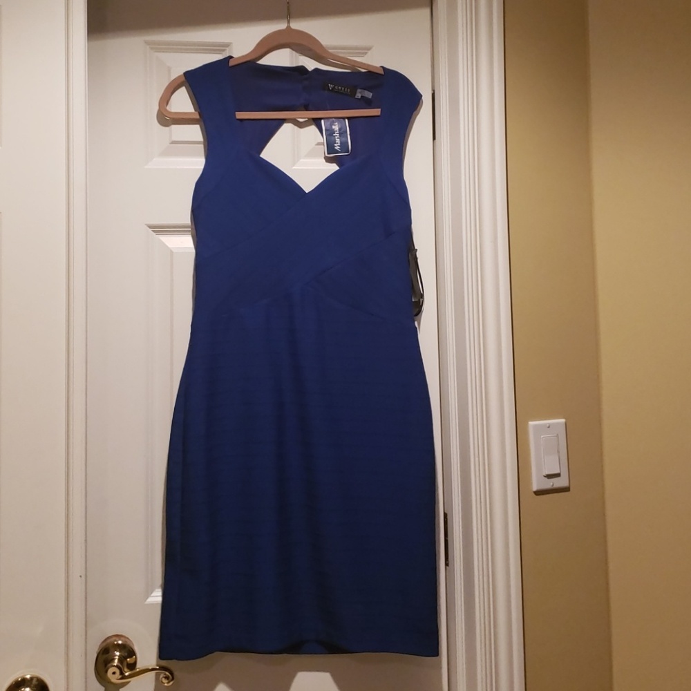 Guess Blue sleeveless sweetheart neck dress NWT